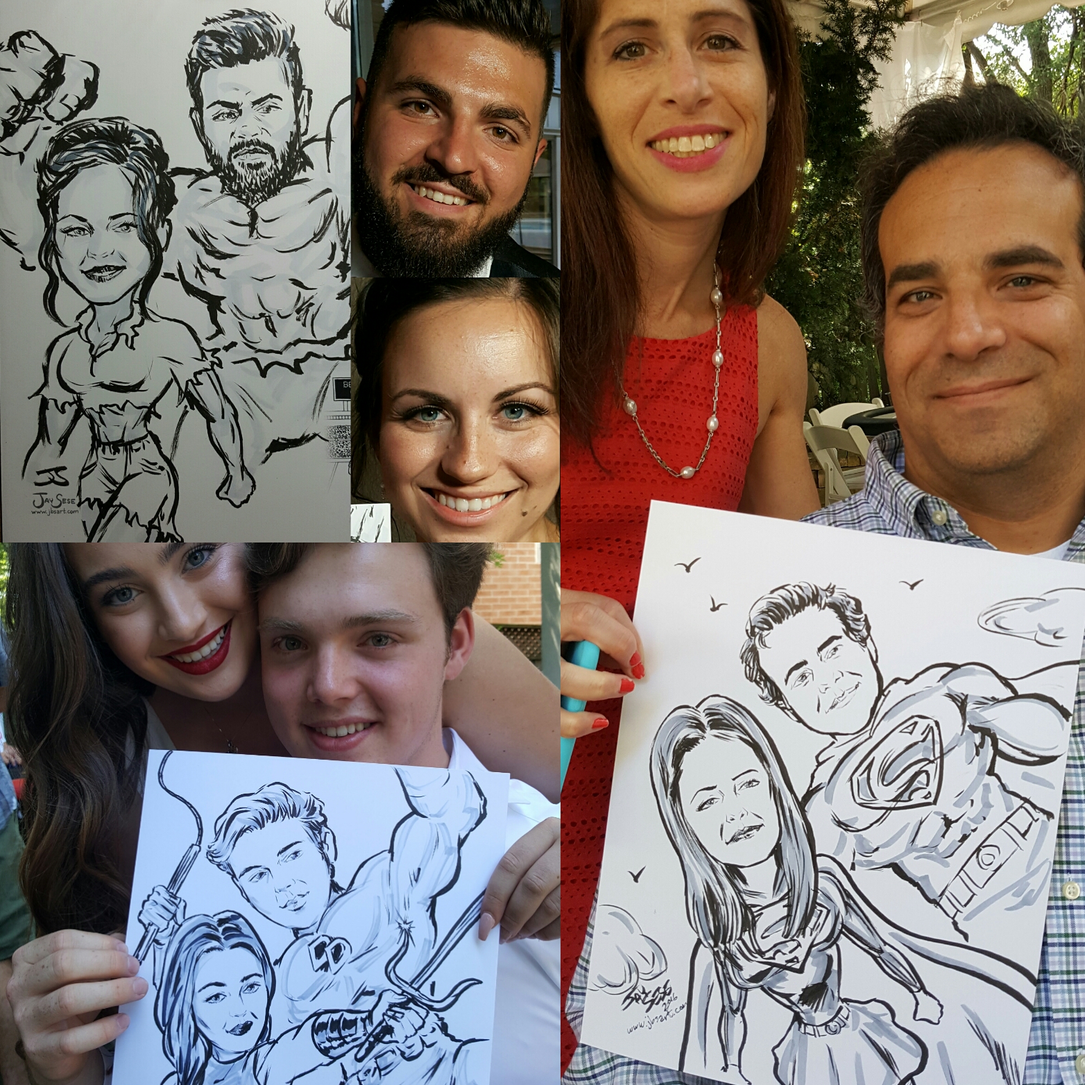 Sample superhero caricatures, 2016